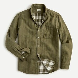 J crew men’s double weave shirt - olive green - medium